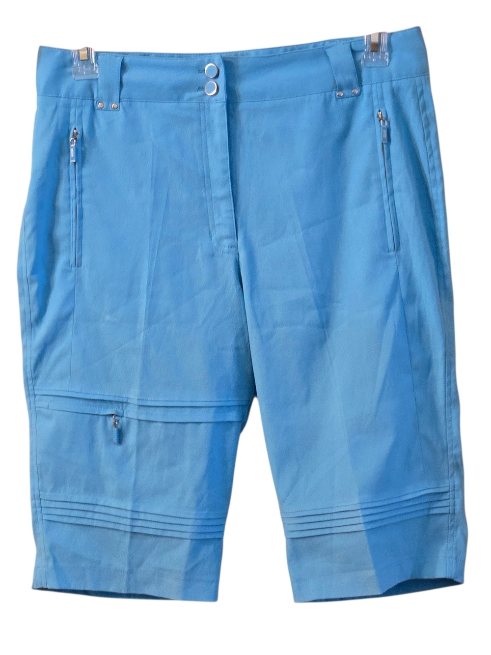 DKNY Womens 10 Light Blue Bermuda Golf Shorts 3 Pockets Studded Belt Loops